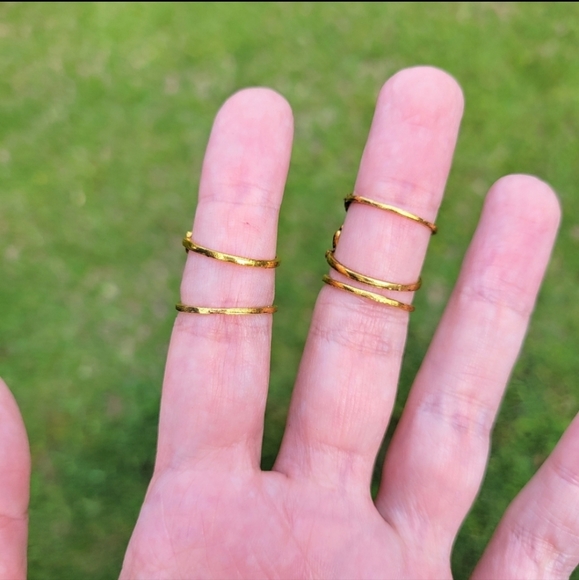 Southwest Boho Golden Bronze 5 Ring Set Size 6.5 - Picture 5 of 8